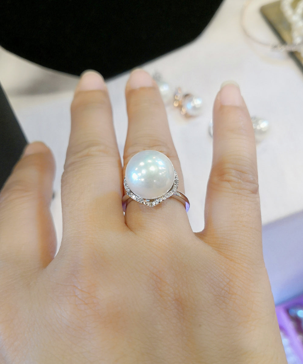 ☆TATIANA☆ Dangle Petite Pearl RingCR0509 Princess Style Pearl Ring – Angel the Pearl Girl