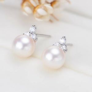 Pearl with Crystal Pendant Earrings - Angel the Pearl Girl
