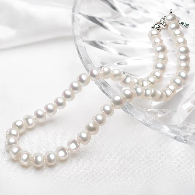 Semi Round White Pearl Necklace - Angel the Pearl Girl