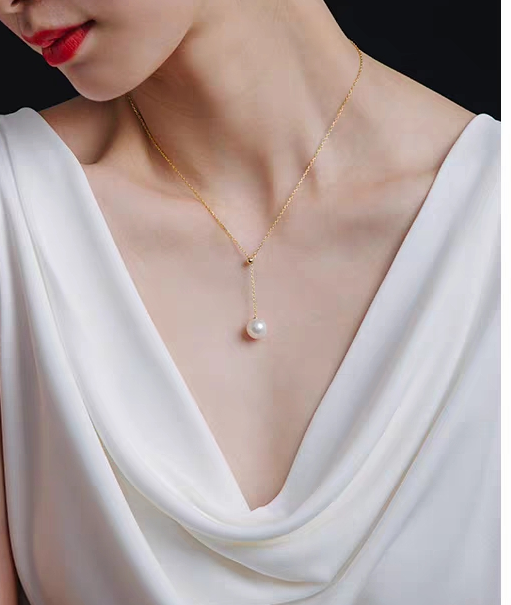 Double Paved Hoop Adjustable Necklace with Pearls – APM Monaco