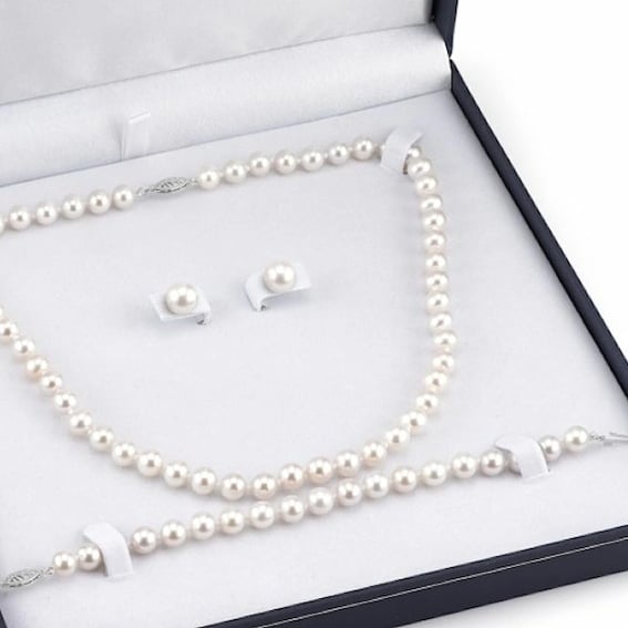 Classic Pearl Necklace Pearl the Girl Angel 7-8mm &Bracelete – Set