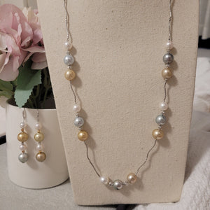 Long chain southsea Pearl necklace set with earrings. - Angel the Pearl Girl