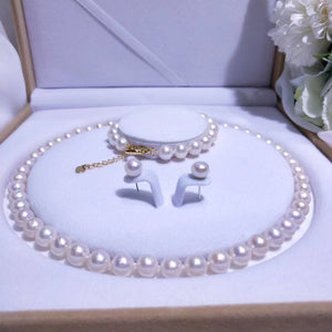 Classic Pearl Set 8-9mm (Necklace+Bracelete+Earring) for Mother's Day - Angel the Pearl Girl