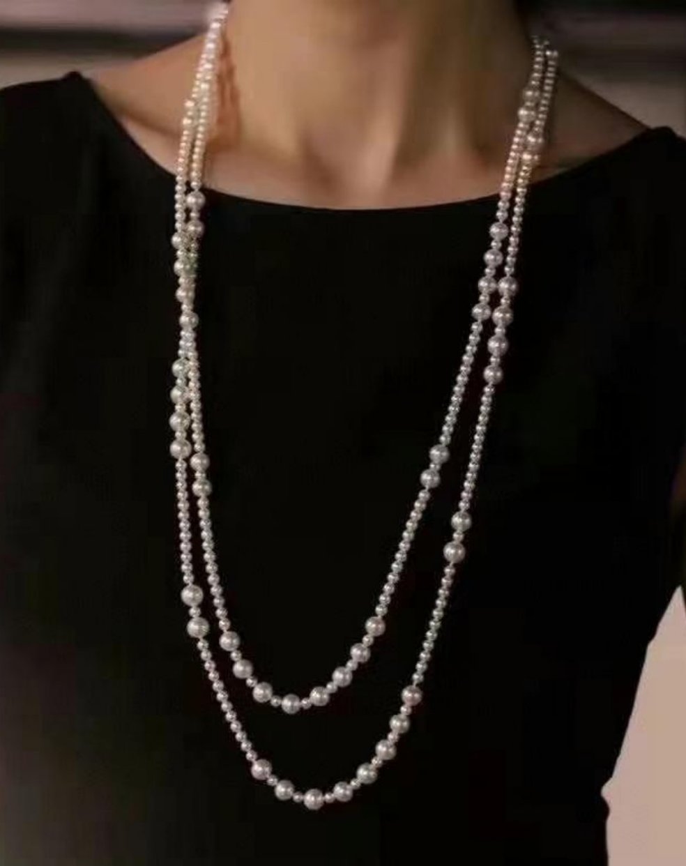 Long Pearl Necklace Chanel Style - Angel the Pearl Girl